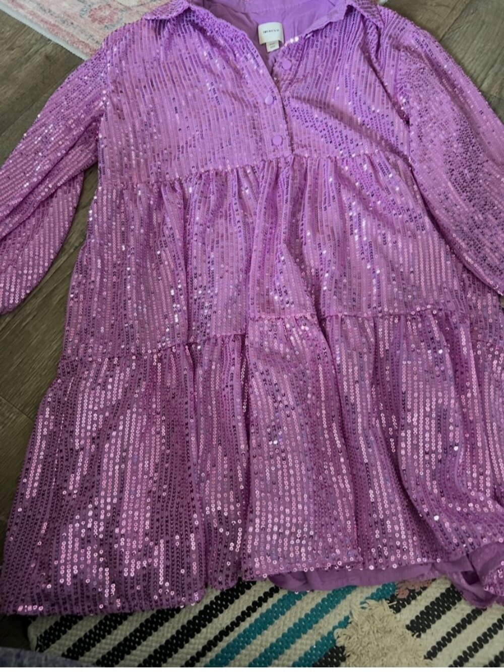 Maeve Bettina Tiered Shirt Dress: Sequin Mini size XSP - Picture 4 of 14
